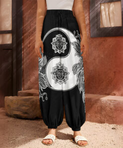Yin And Yang Koi Carp Fish Print Harem Pants