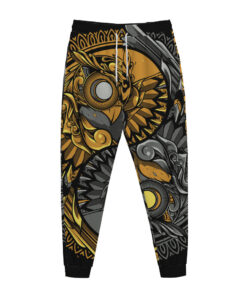 Yin Yang Owl Print Jogger Pants