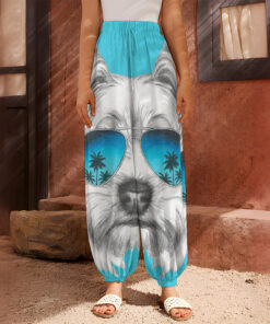 Yorkshire Terrier With Sunglasses Print Harem Pants