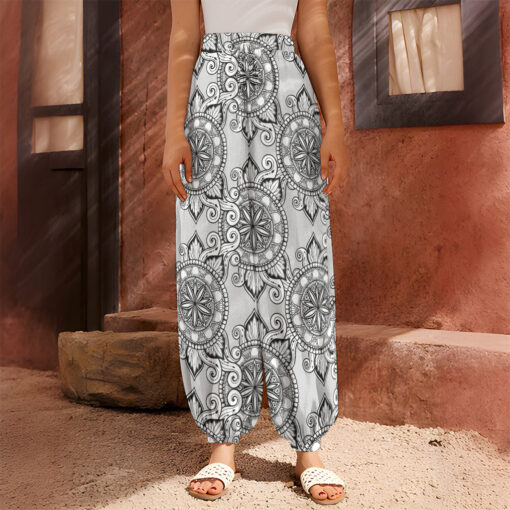 Zentangle Floral Pattern Print Harem Pants