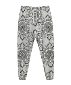 Zentangle Floral Pattern Print Jogger Pants