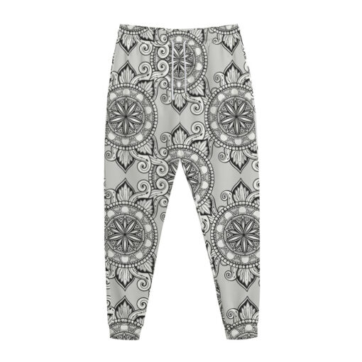 Zentangle Floral Pattern Print Jogger Pants
