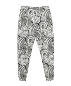 Zentangle Flower Pattern Print Jogger Pants