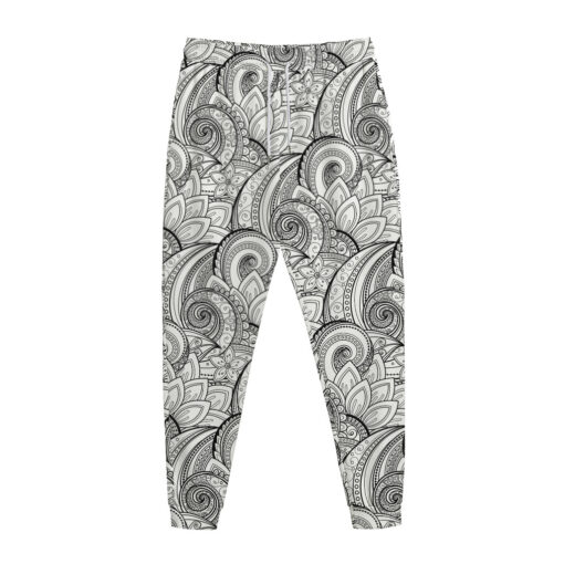 Zentangle Flower Pattern Print Jogger Pants