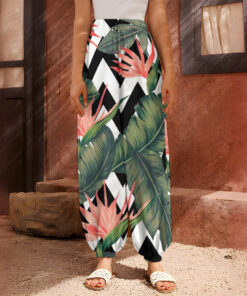 Zig Zag Tropical Pattern Print Harem Pants