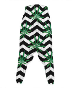 Zigzag Weed Pattern Print Hammer Pants