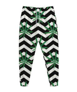 Zigzag Weed Pattern Print Jogger Pants