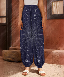 Zodiac Symbols Circle Print Harem Pants
