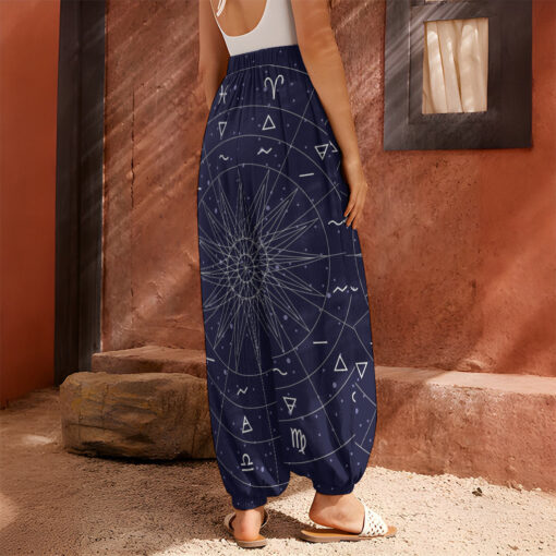 Zodiac Symbols Circle Print Harem Pants