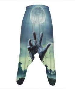 Zombie Hand Rising From Grave Print Hammer Pants