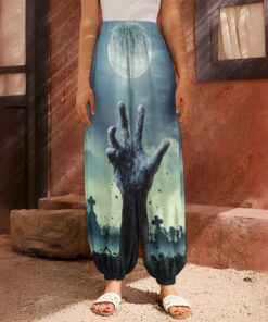 Zombie Hand Rising From Grave Print Harem Pants